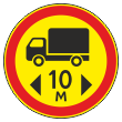 Дорожный знак 3.15 «Ограничение длины» (временный) (металл 0,8 мм, II типоразмер: диаметр 700 мм, С/О пленка: тип В алмазная)